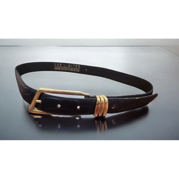 Limited Black Leather Belt Sz L Wide Made In Italy - Picture 8 of 8